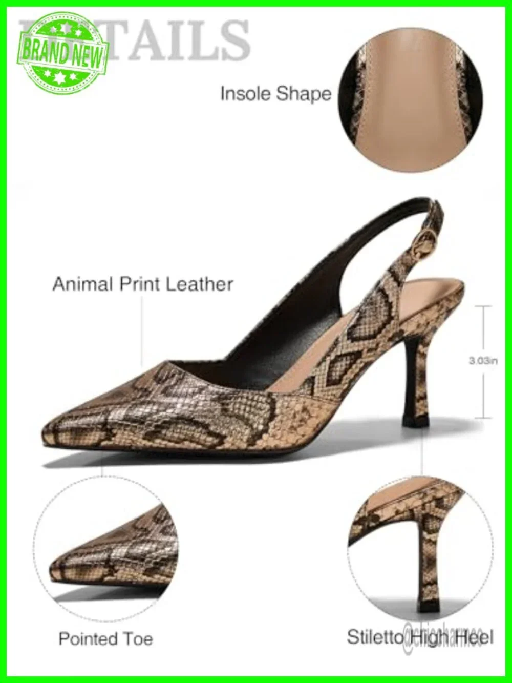 Women's Slingback Kitten Heels Closed Pointed Toe Pumps Dress Shoes Faux Leather